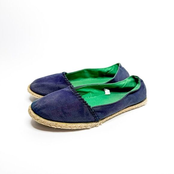 Merona Women's Navy Canvas Espadrille Flats with Green Lining Size 6.5 - Picture 1 of 7